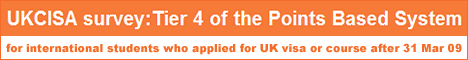 UKCISA survey: tier 4 of the Points Based System