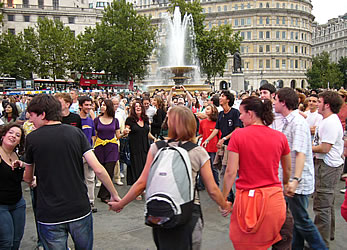 dancing in Trafalgar Square