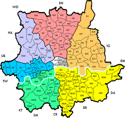 London Map Of Postcodes